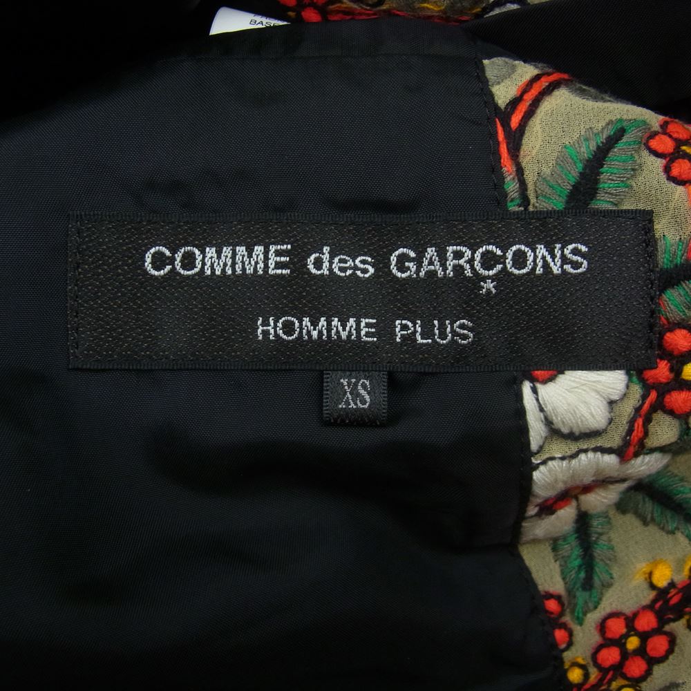 COMME des GARCONS HOMME PLUS コムデギャルソンオムプリュス 18SS PA-V002 DISCO期 ディスコ期 花柄刺繍 前身切替 スタンドカラー ベスト ブラック系 XS【中古】