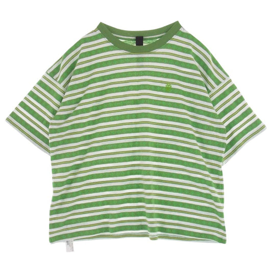 CHROME HEARTS クロムハーツ（原本無） 国内正規品 Y NOT Stripe Cross Tee クロスストライプ ヴァインダガー刺繍 半袖 Tシャツ ライトグリーン系 ホワイト系 M【極上美品】【中古】