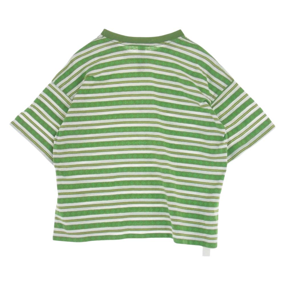 CHROME HEARTS クロムハーツ（原本無） 国内正規品 Y NOT Stripe Cross Tee クロスストライプ ヴァインダガー刺繍 半袖 Tシャツ ライトグリーン系 ホワイト系 M【極上美品】【中古】