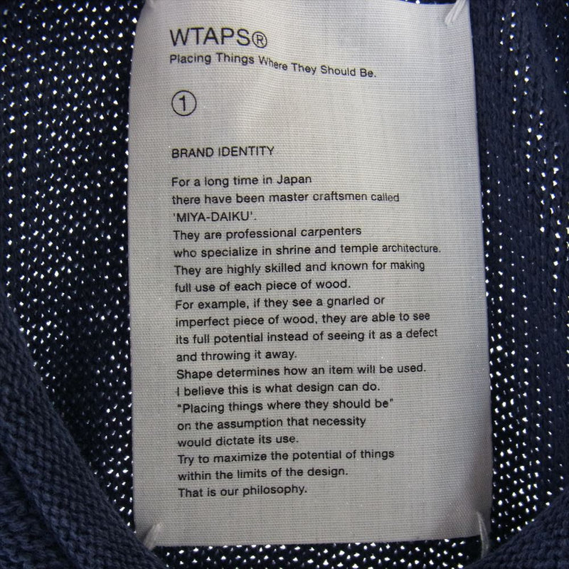 WTAPS ダブルタップス 15SS 151MADT-KNM01 AVANT SWEATER WOOL アバント セーター コットン ニット ネイビー系 1【中古】