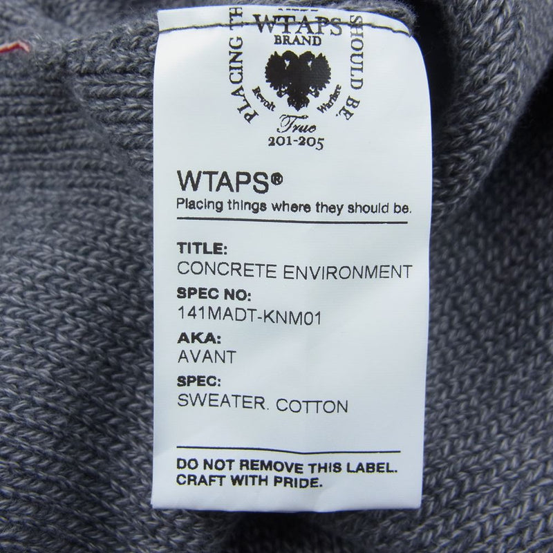 WTAPS ダブルタップス 141MADT-KNM01 AVANT SWEATER アバント コットン ニット セーター チャコール系 S【中古】