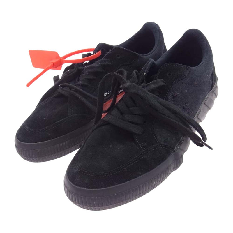 OFF-WHITE オフホワイト スエード キャンバス ローカット スニーカー ブラック系 40【中古】