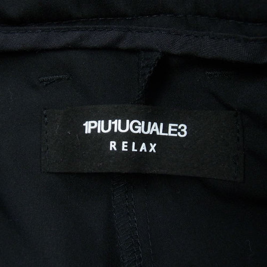 1piu1uguale3 ウノピュウノウグァーレトレ RELAX リラックス ウエストベルテッド テーパード スリム スラックスパンツ ブラック系 L【中古】
