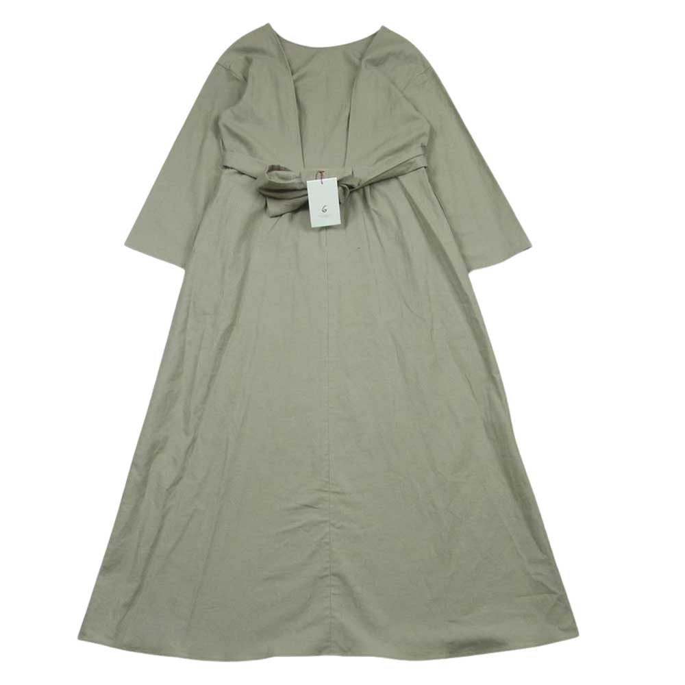 UNITED ARROWS ユナイテッドアローズ 8626-257-0062 6 ロク BEAUTY & YOUTH BELT ONE PIECE ベルト ワンピース ライトグレー系 36【極上美品】【中古】