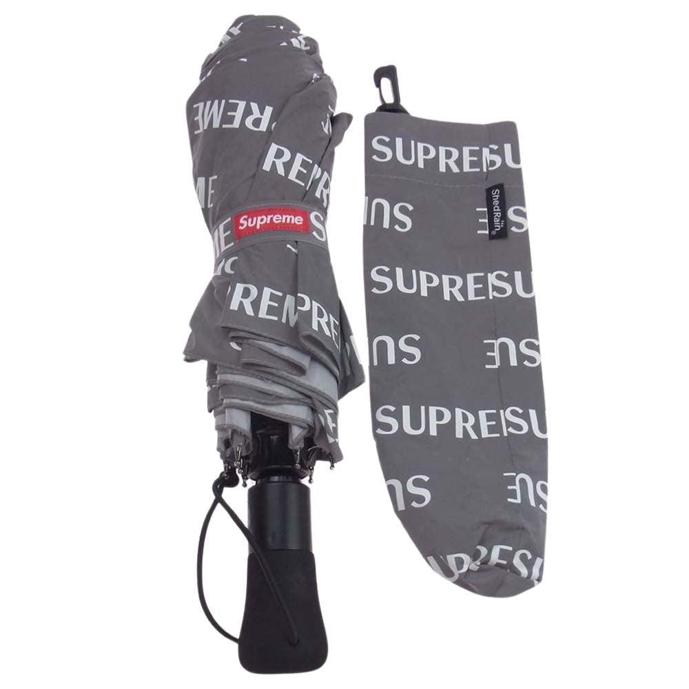 Supreme シュプリーム 16AW × ShedRain シェッドレイン Reflective Repeat Umbrella リフレクティブ リピート アンブレラ 折り畳み傘 ボックスロゴ  グレー系【中古】
