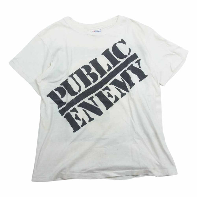 ヘインズ 80s vintage ヴィンテージ PUBLIC ENEMY パブリックエネミー プリント Tシャツ ホワイト系 M【中古】