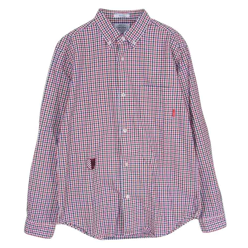 WTAPS ダブルタップス 10SS 101SPDT-SHM02 LOOP L/S SHIRTS チェック ボタンダウン シャツ  レッド系 ホワイト系 ネイビー系 M【中古】