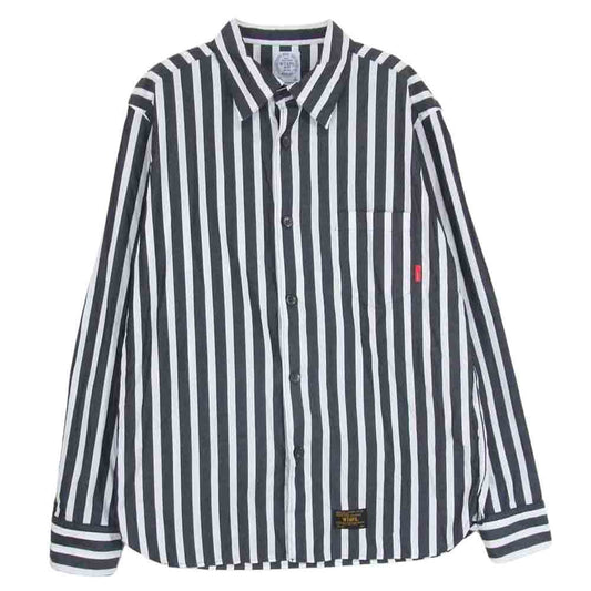WTAPS ダブルタップス 15AW 151LTDT-SHM03 PLAIN LS STRIPE SHIRTS ストライプ シャツ ダークグレー系 ホワイト系 M【中古】