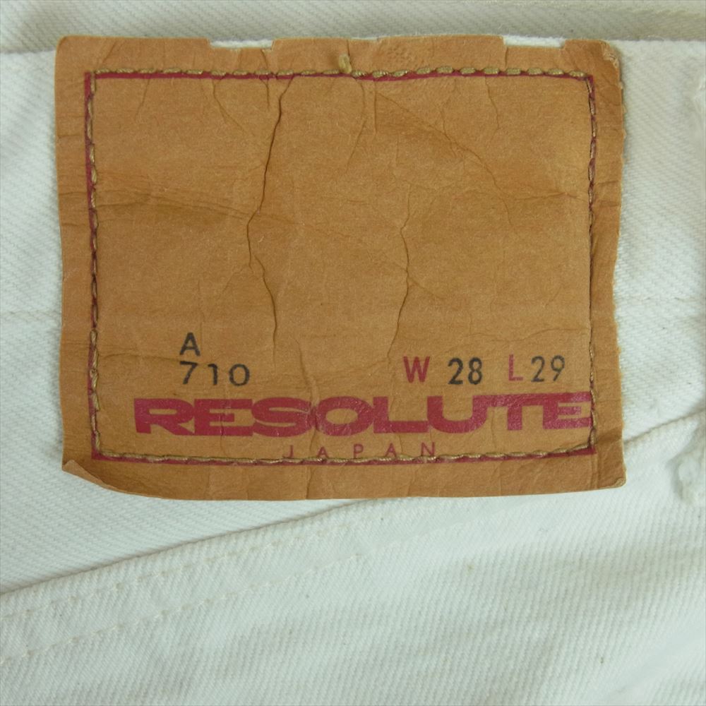 RESOLUTE リゾルト A710 ボタンフライ 5ポケット ストレート デニム ホワイト パンツ 日本製 ホワイト系 W28 L29【中古】