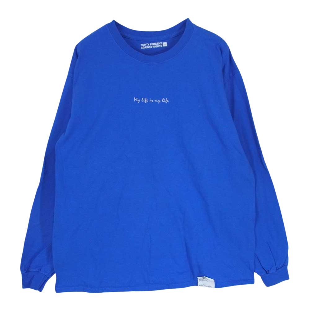 フォーティーパーセントアゲインストライツ 1530042318-101 刺繍 プリント ロングスリーブ 長袖 Tシャツ ロンT ブルー系 M【中古】
