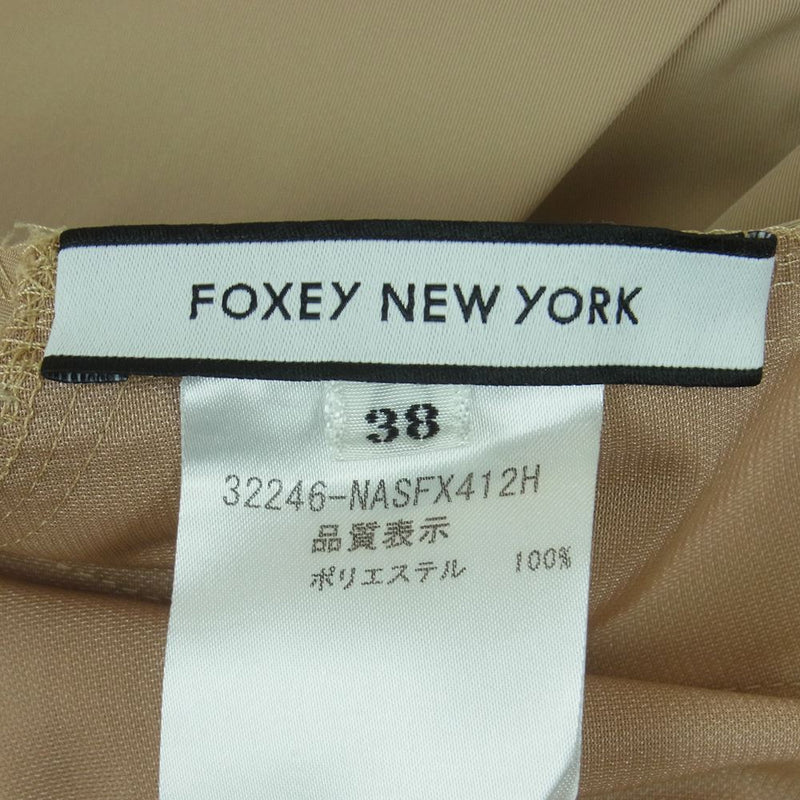 FOXEY フォクシー 32246-NASFX412H NEWYORK ニューヨーク タック フレア スカート 日本製 ベージュ系 38【美品】【中古】