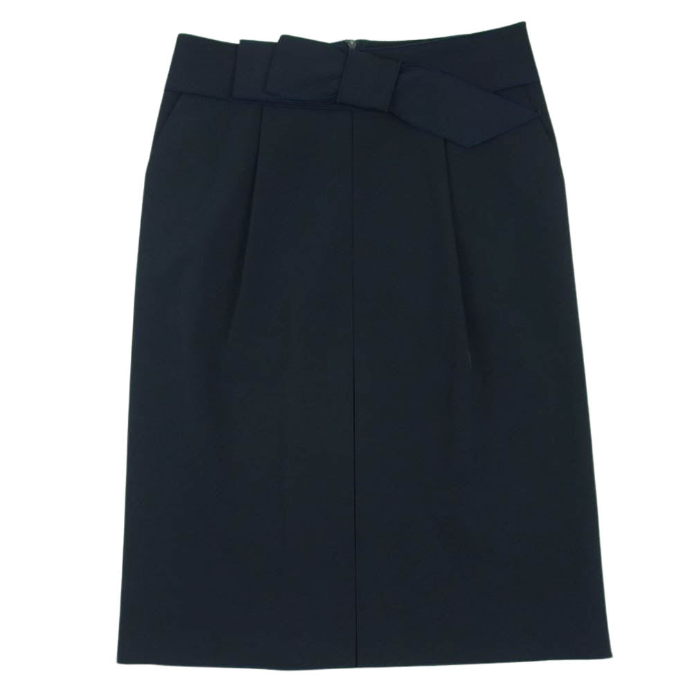 FOXEY フォクシー 22733-ACRA155 NEWYORK ニューヨーク ウェスト リボン インバーテッド プリーツ スカート ネイビー系 38【美品】【中古】