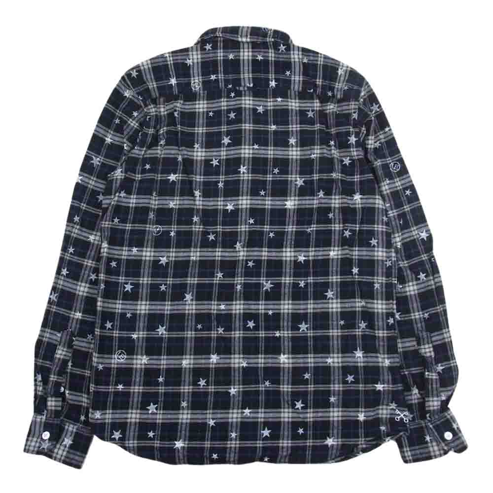 uniform experiment ユニフォームエクスペリメント UE-112038 スター 総柄 長袖 チェック シャツ ブラック系 パープル系 2【中古】