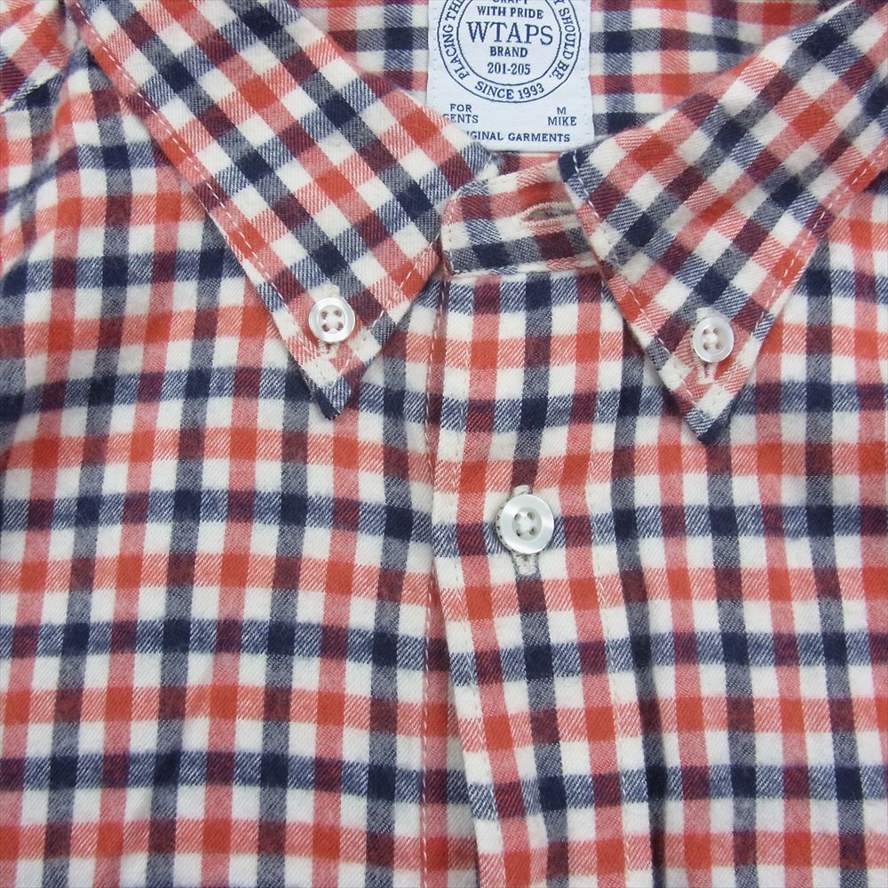 WTAPS ダブルタップス 15AW 152LTDT-SHM04 CHECK L/S 01 SHIRT COTTON FLANNEL チェック 長袖 シャツ コットン フランネル レッド系 M【中古】