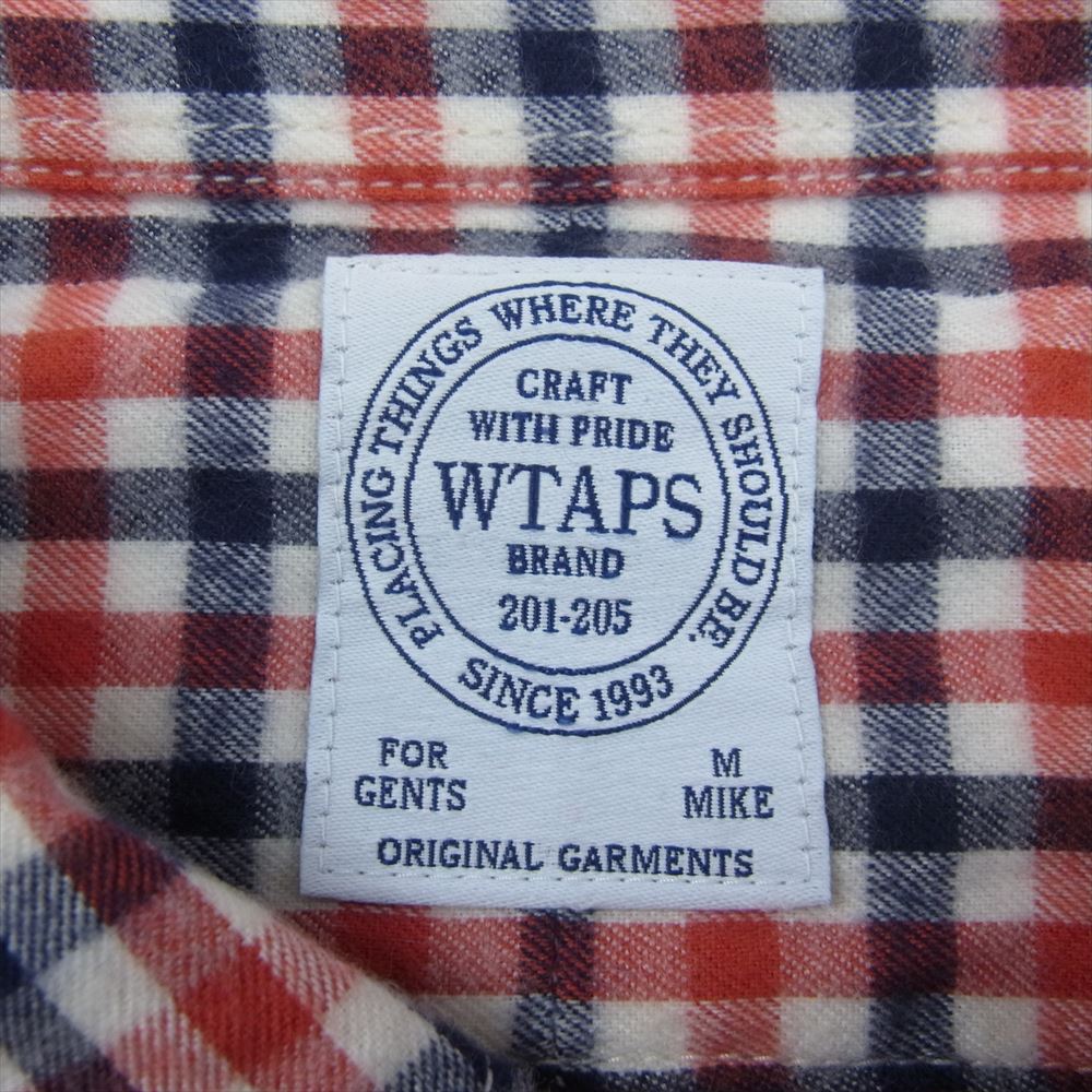 WTAPS ダブルタップス 15AW 152LTDT-SHM04 CHECK L/S 01 SHIRT COTTON FLANNEL チェック 長袖 シャツ コットン フランネル レッド系 M【中古】