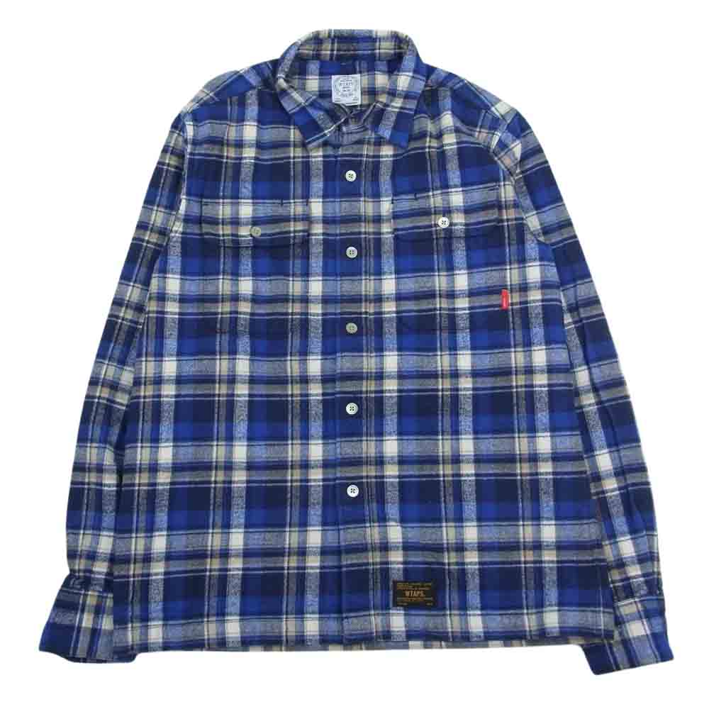 WTAPS ダブルタップス 14AW 142GWDT-SHM05 VATOS L/S SHIRTS TEXTILE バトス チェック ネル シャツ 長袖 ブルー系 M【中古】
