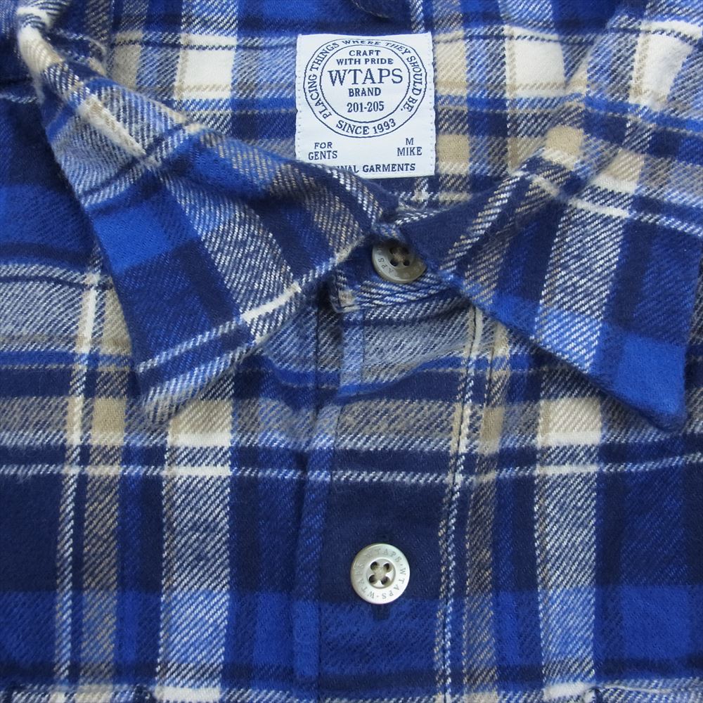 WTAPS ダブルタップス 14AW 142GWDT-SHM05 VATOS L/S SHIRTS TEXTILE バトス チェック ネル シャツ 長袖 ブルー系 M【中古】