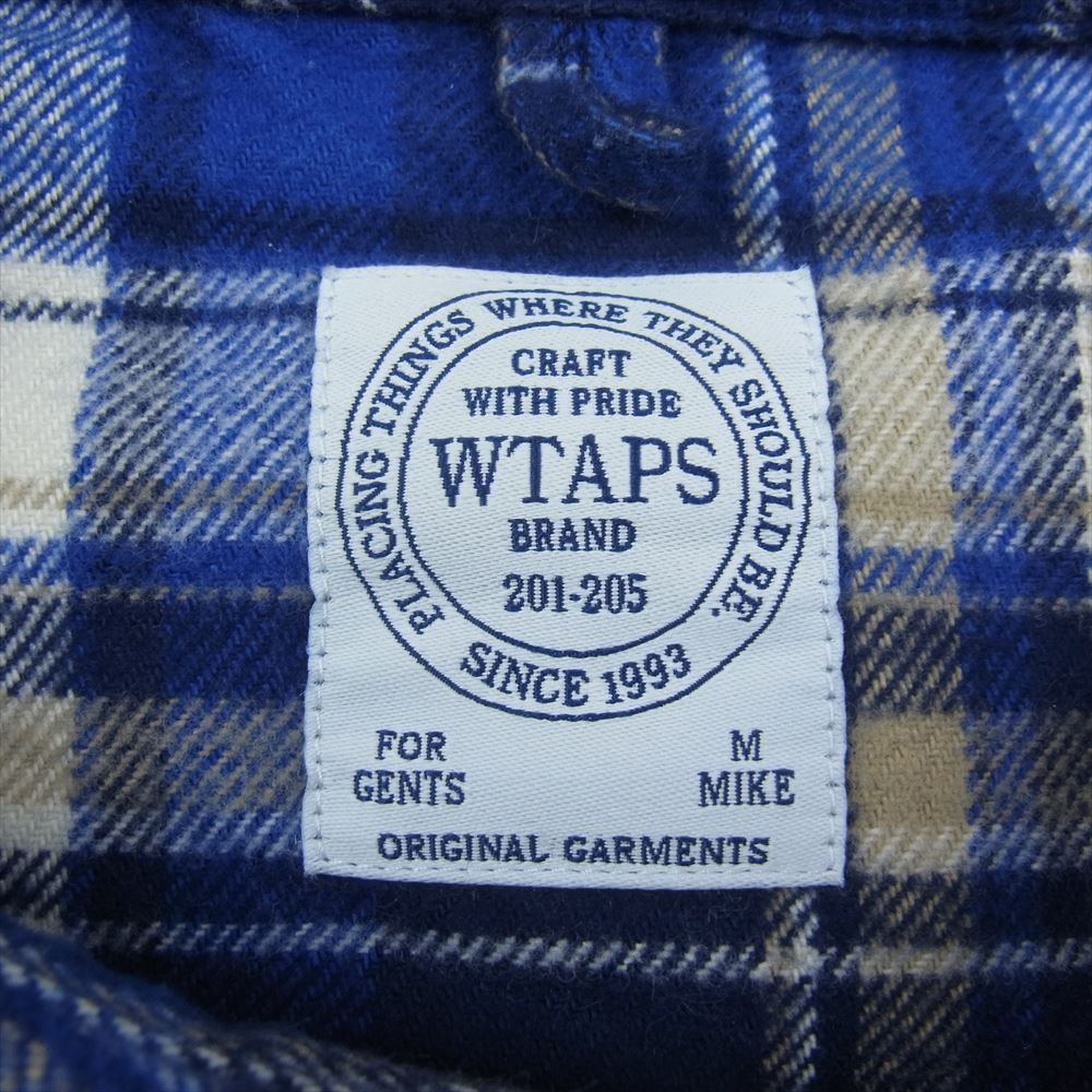 WTAPS ダブルタップス 14AW 142GWDT-SHM05 VATOS L/S SHIRTS TEXTILE バトス チェック ネル シャツ 長袖 ブルー系 M【中古】