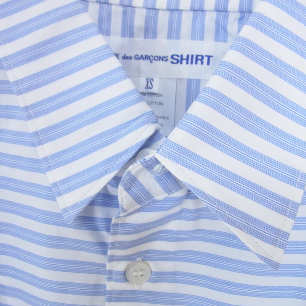 COMME des GARCONS コムデギャルソン SHIRT シャツ CDGS2HS FOREVER フォーエバー ランダムボーダー 長袖 シャツ ホワイト系 ブルー系 XS【中古】