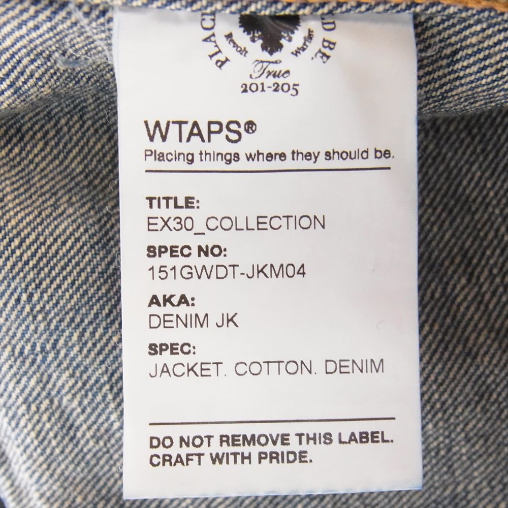 WTAPS ダブルタップス 15SS 151GWDT-JKM04 DENIM JK 裏ロゴ プリント デニム インディゴブルー系 M【中古】