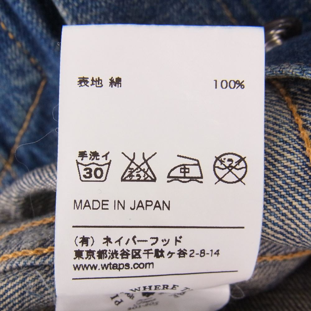 WTAPS ダブルタップス 15SS 151GWDT-JKM04 DENIM JK 裏ロゴ プリント デニム インディゴブルー系 M【中古】