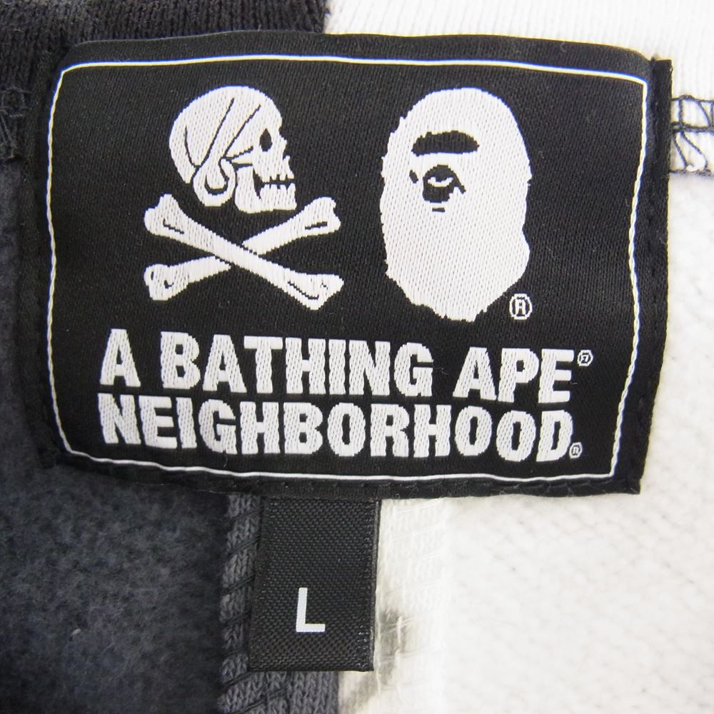 A BATHING APE アベイシングエイプ 001ZPE731941X × NEIGHBORHOOD ネイバーフッド CAMO SHARK ZIP HOODE ジップ パーカー グレー系 L【中古】