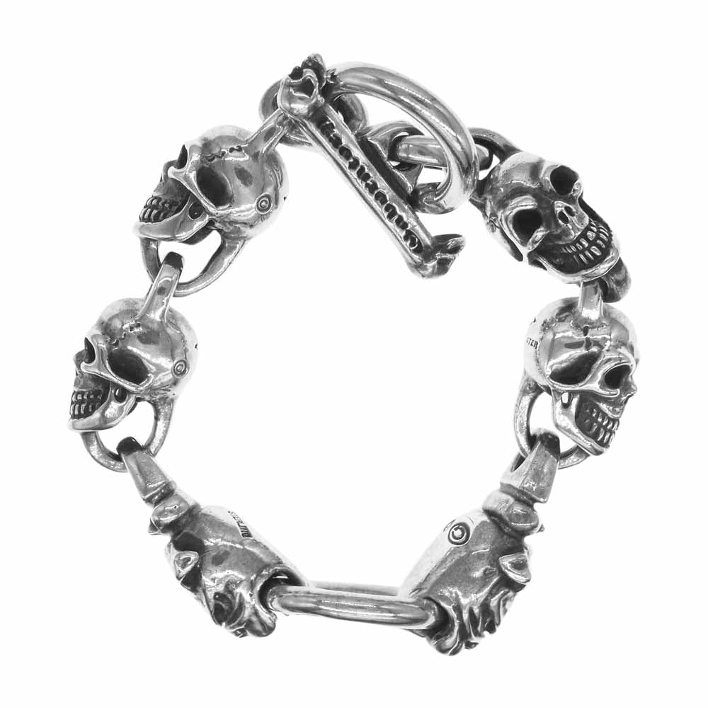 GABOR ガボール Gaboratory ガボラトリーホールディング ギャランティカード付属 2Bulldog With 4Skulls Bracelet 2ブルドッグ 4スカル ブレスレット シルバー系【中古】