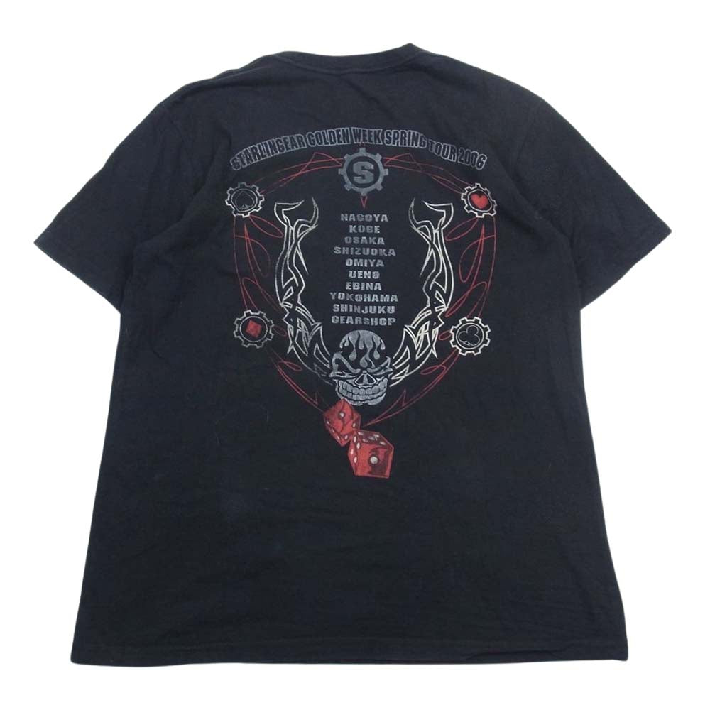 STARLIN GEAR スターリンギア スカル プリント ツアー Tシャツ ブラック系 M【中古】