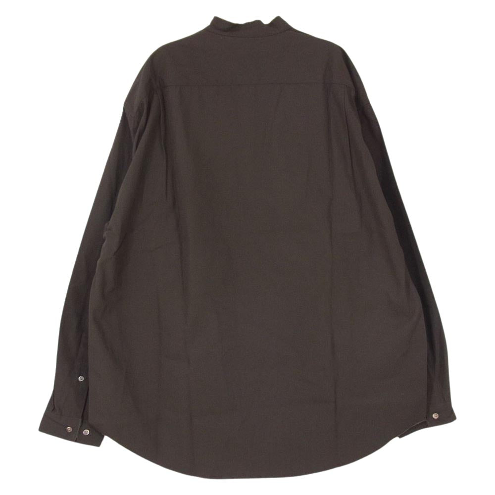 マーカ 21AW M21F-31SH02C STUDIOUS ステュディオス別注 カットオフ加工 バンドカラー 長袖 シャツ ダークブラウン系 1【美品】【中古】