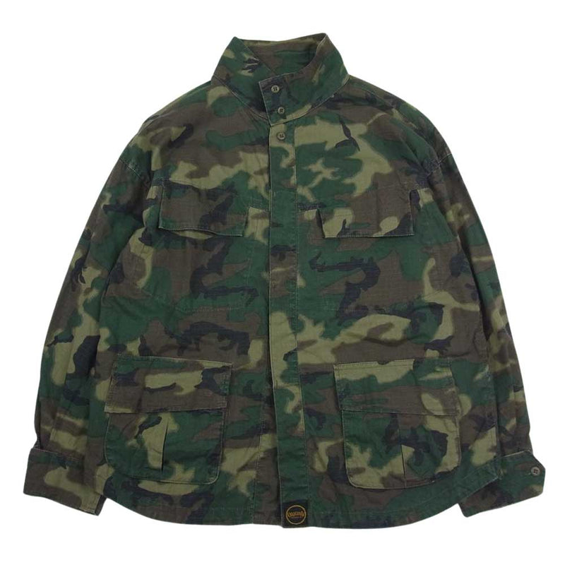 TENDERLOIN テンダーロイン 20SS MOCK BDU RIP STOP JKT CAMO モック リップストップ ジャケット カモ 迷彩 ロゴ刺繍 カーキ系 S【中古】