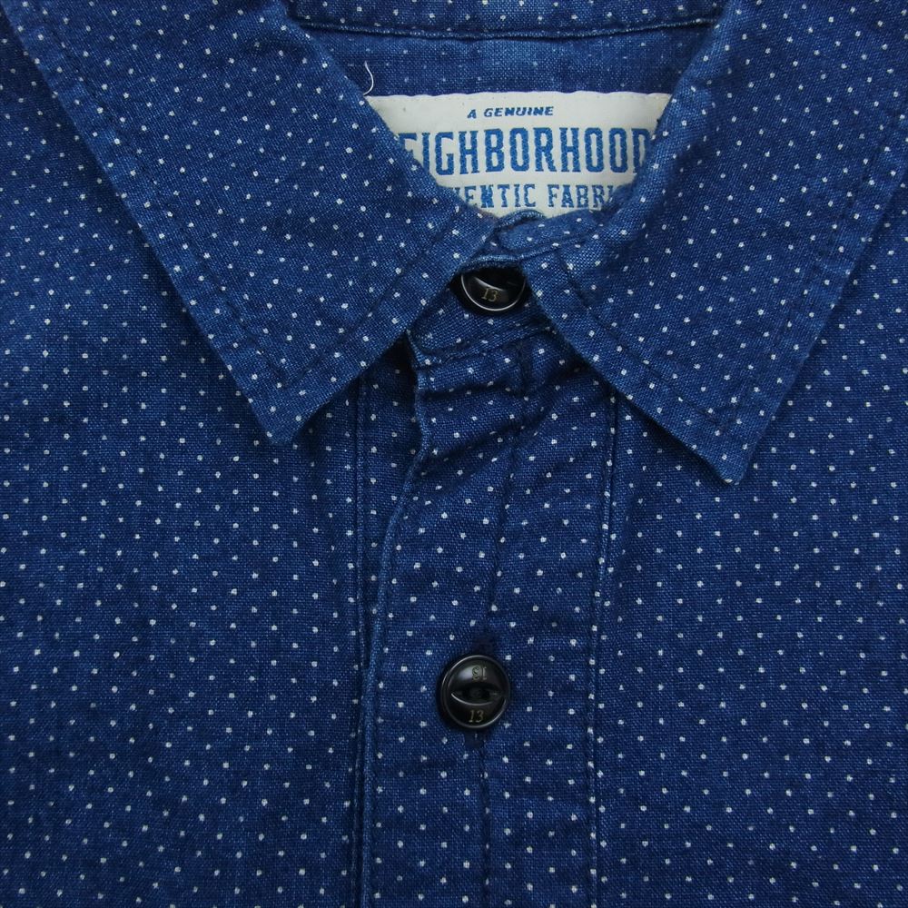 NEIGHBORHOOD ネイバーフッド 14AW 142AQNH-SHM03 DOT PULLOVER / C-SHIRT LS ドット プルオーバー 長袖 シャツ ネイビー系 S【中古】