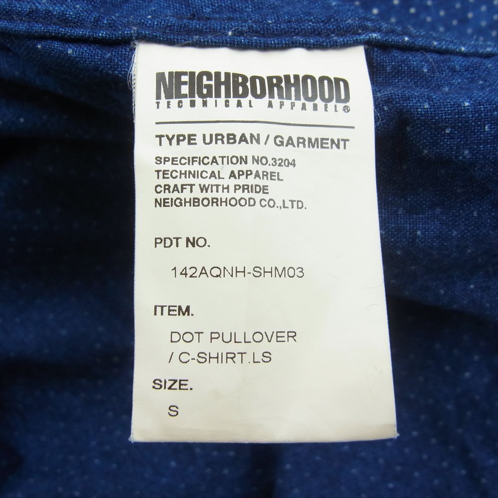 NEIGHBORHOOD ネイバーフッド 14AW 142AQNH-SHM03 DOT PULLOVER / C-SHIRT LS ドット プルオーバー 長袖 シャツ ネイビー系 S【中古】