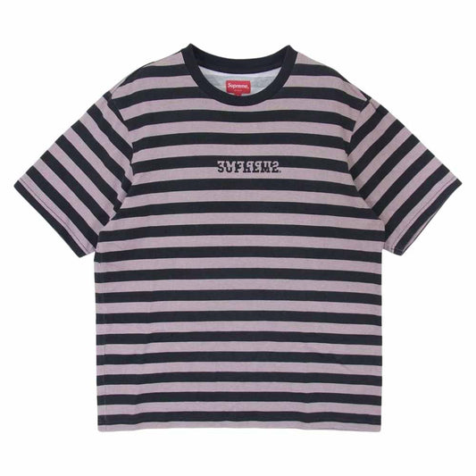 Supreme シュプリーム 22SS Reverse Stripe S/S Tee リバース ストライプ ロゴ 半袖 Tシャツ ブラック系 ライトブラウン系 S【中古】