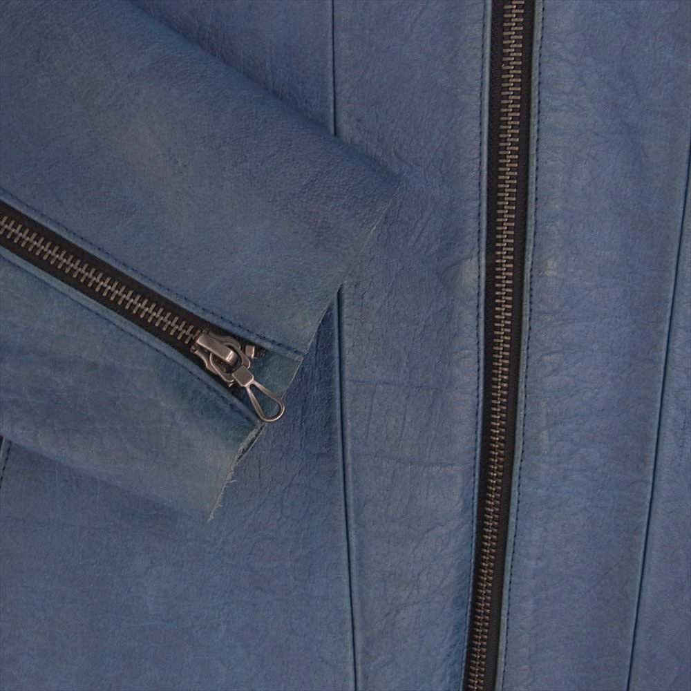 トルネードマート クロコ型押し 牛革 レザー シングル ライダース ジャケット モスグリーン系【中古】