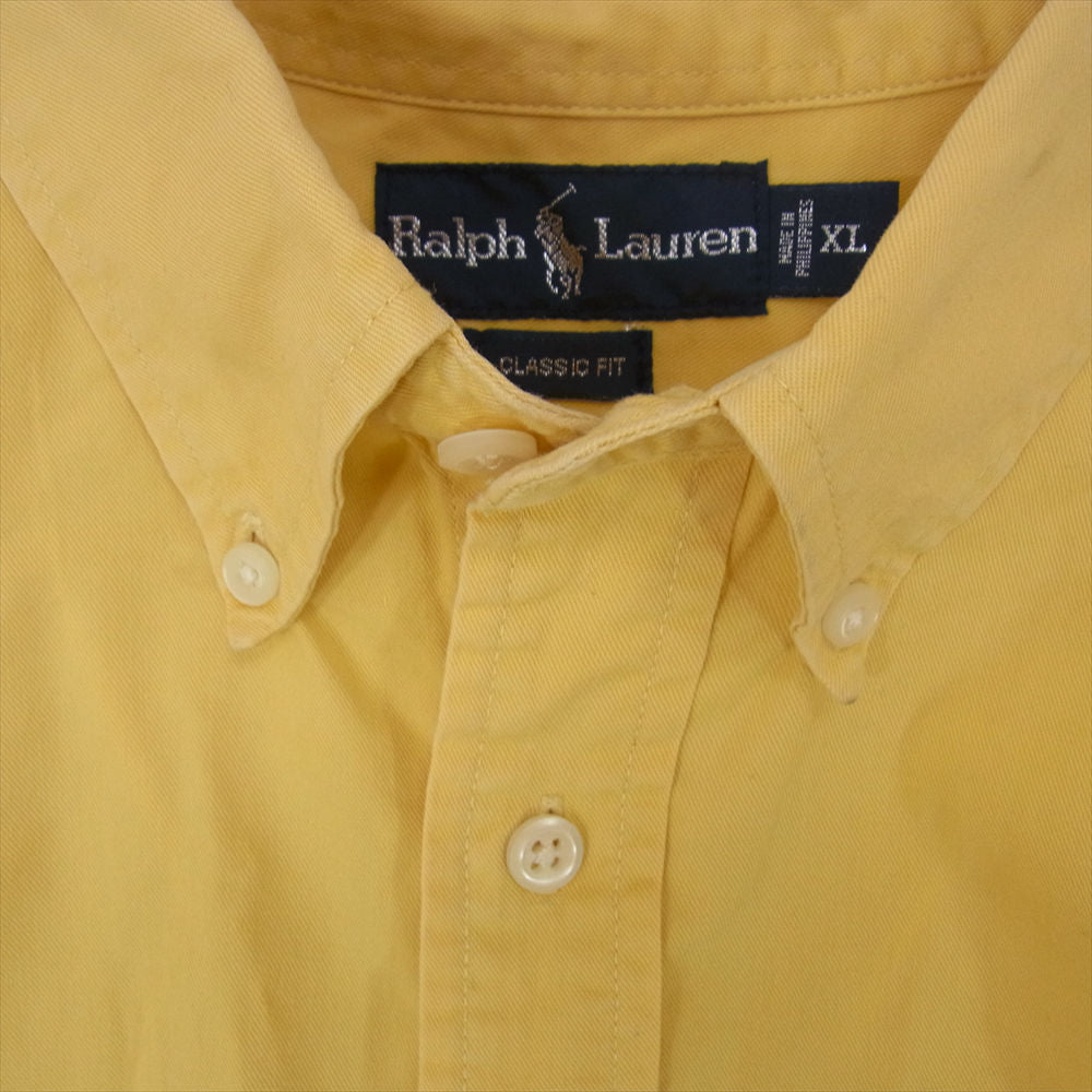 POLO RALPH LAUREN ポロ・ラルフローレン CLASSIC FIT クラシック フィット ボタンダウン 長袖 シャツ イエロー系 XL【中古】