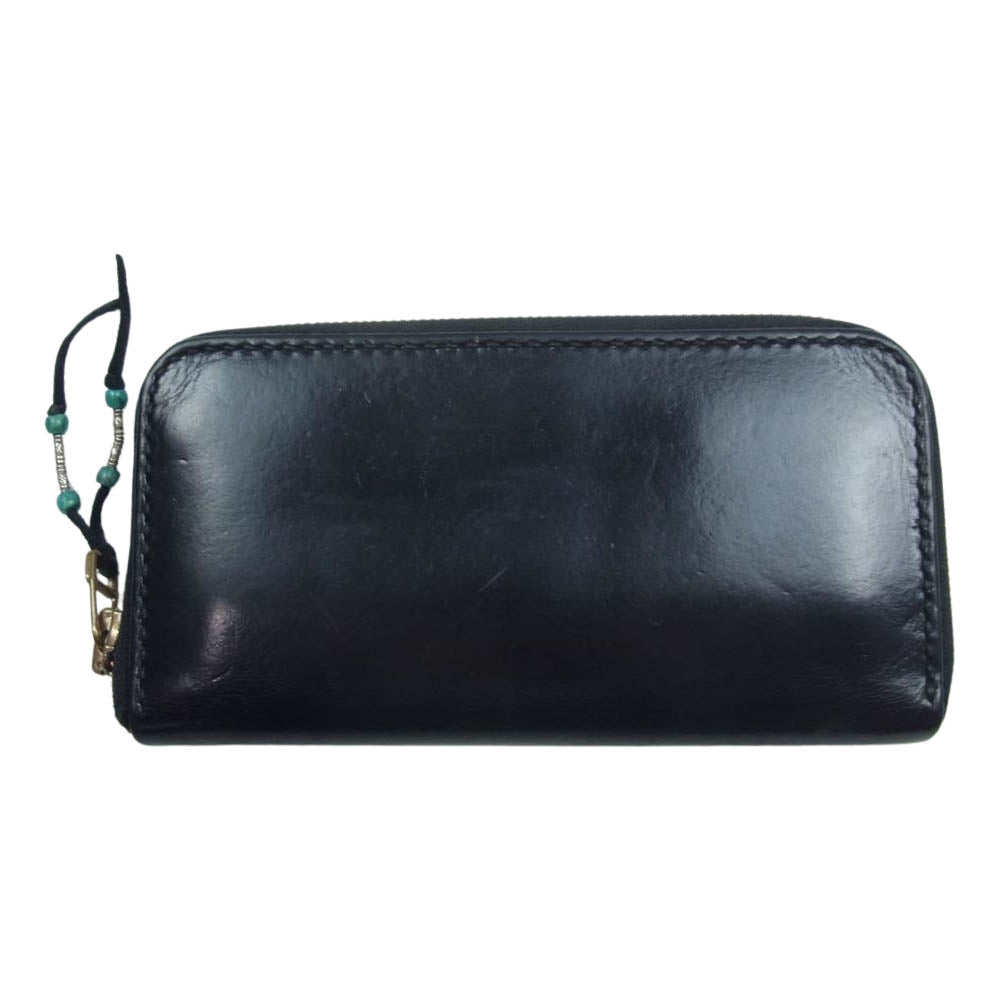 レザー ラウンドファスナー ウォレット 長財布 ブラック系【中古】