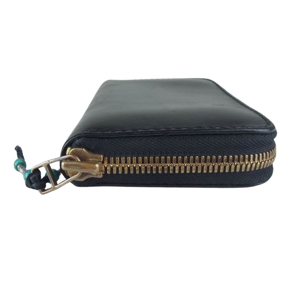 レザー ラウンドファスナー ウォレット 長財布 ブラック系【中古】