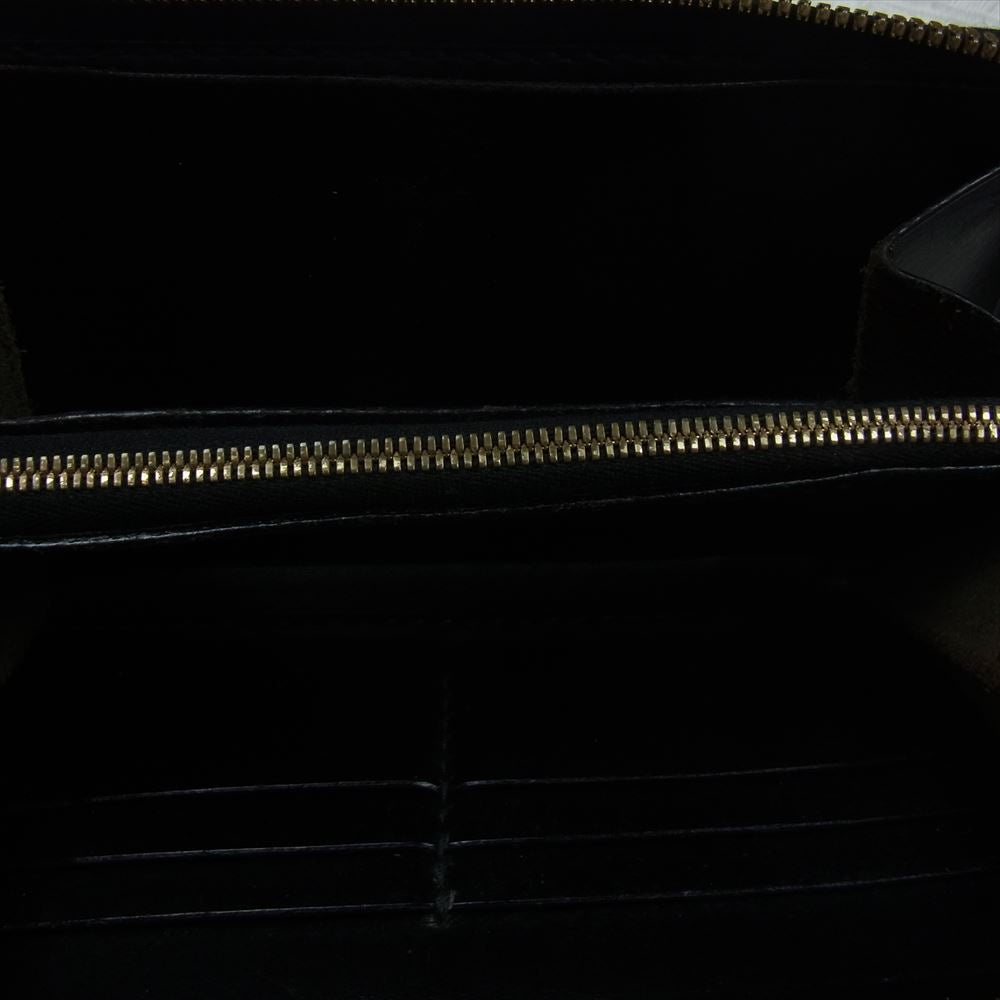 レザー ラウンドファスナー ウォレット 長財布 ブラック系【中古】