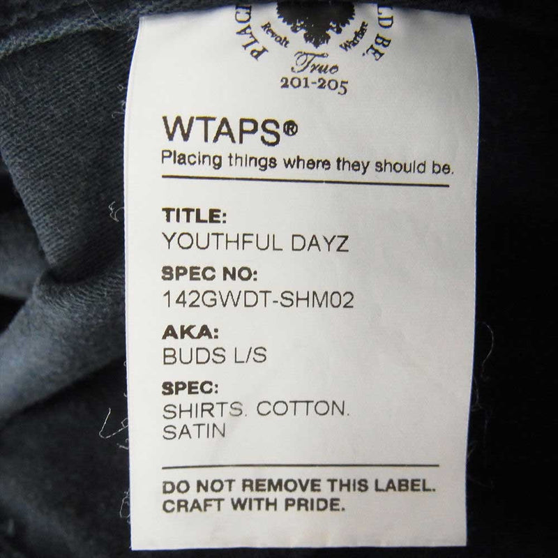 WTAPS ダブルタップス 142GWDT-SHM02 BUDS L/S SHIRTS ミリタリー シャツ ネイビー ダークグレー系【中古】