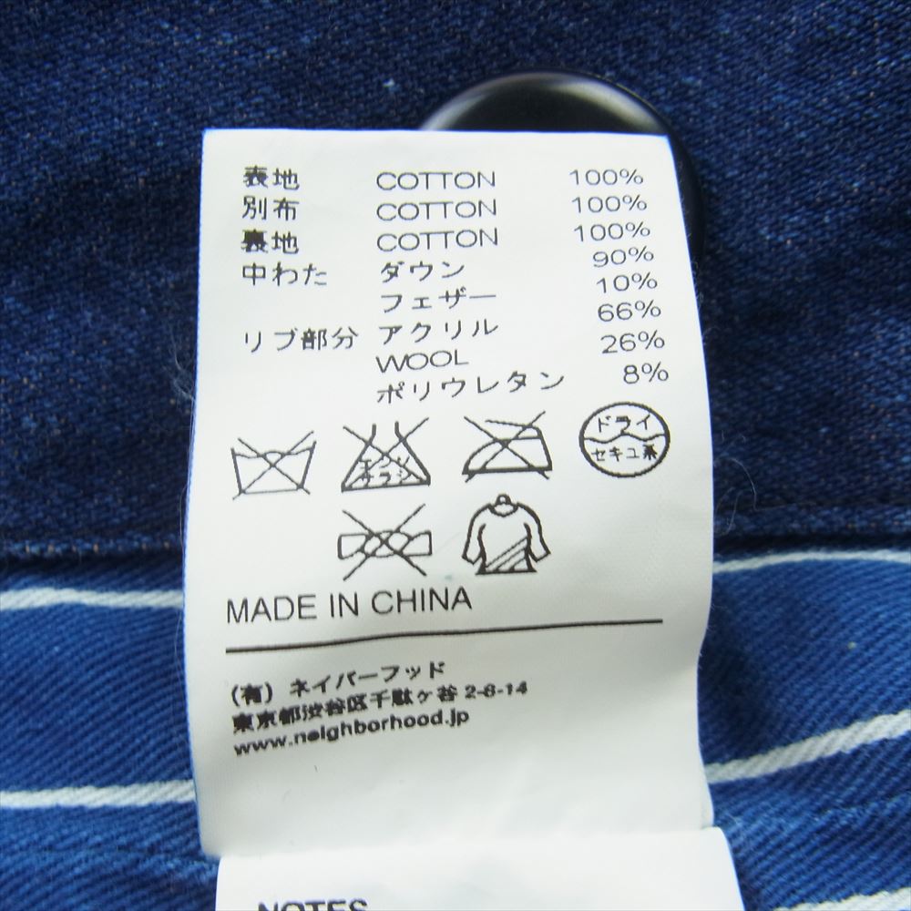 NEIGHBORHOOD ネイバーフッド 15AW 152TSNH-JKM07 D.D. C-JKT ダウンジャケット インディゴブルー系 M【中古】