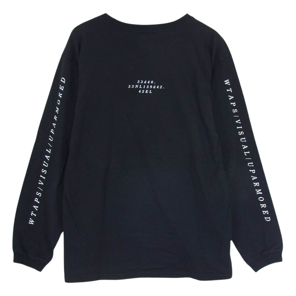 WTAPS ダブルタップス System 02 L/S プリント 長袖 Tシャツ ブラック系 01【美品】【中古】