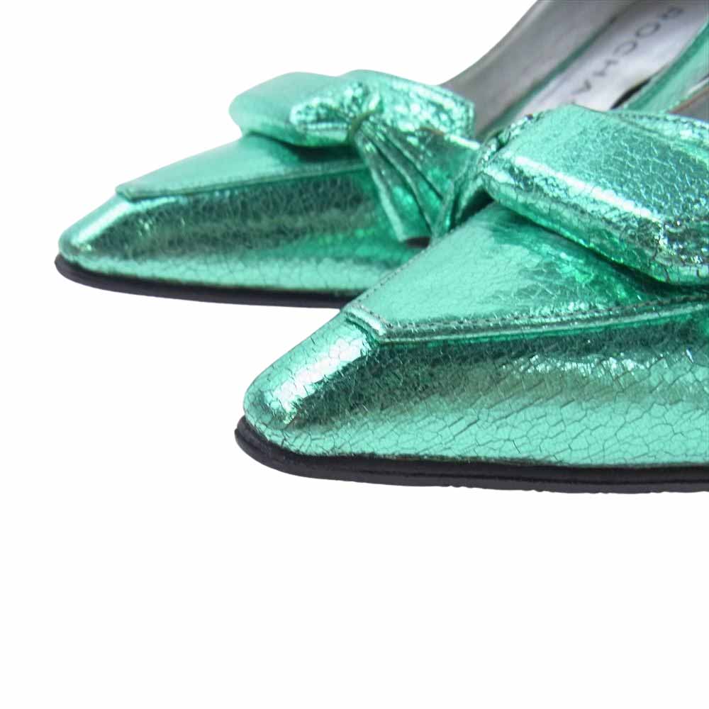 Rochas ロシャス 110SS0201 リボン パンプス シューズ グリーン系 35【中古】
