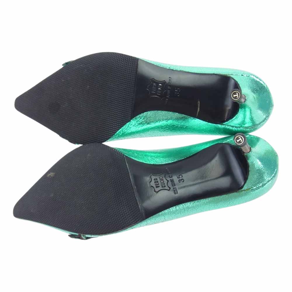 Rochas ロシャス 110SS0201 リボン パンプス シューズ グリーン系 35【中古】