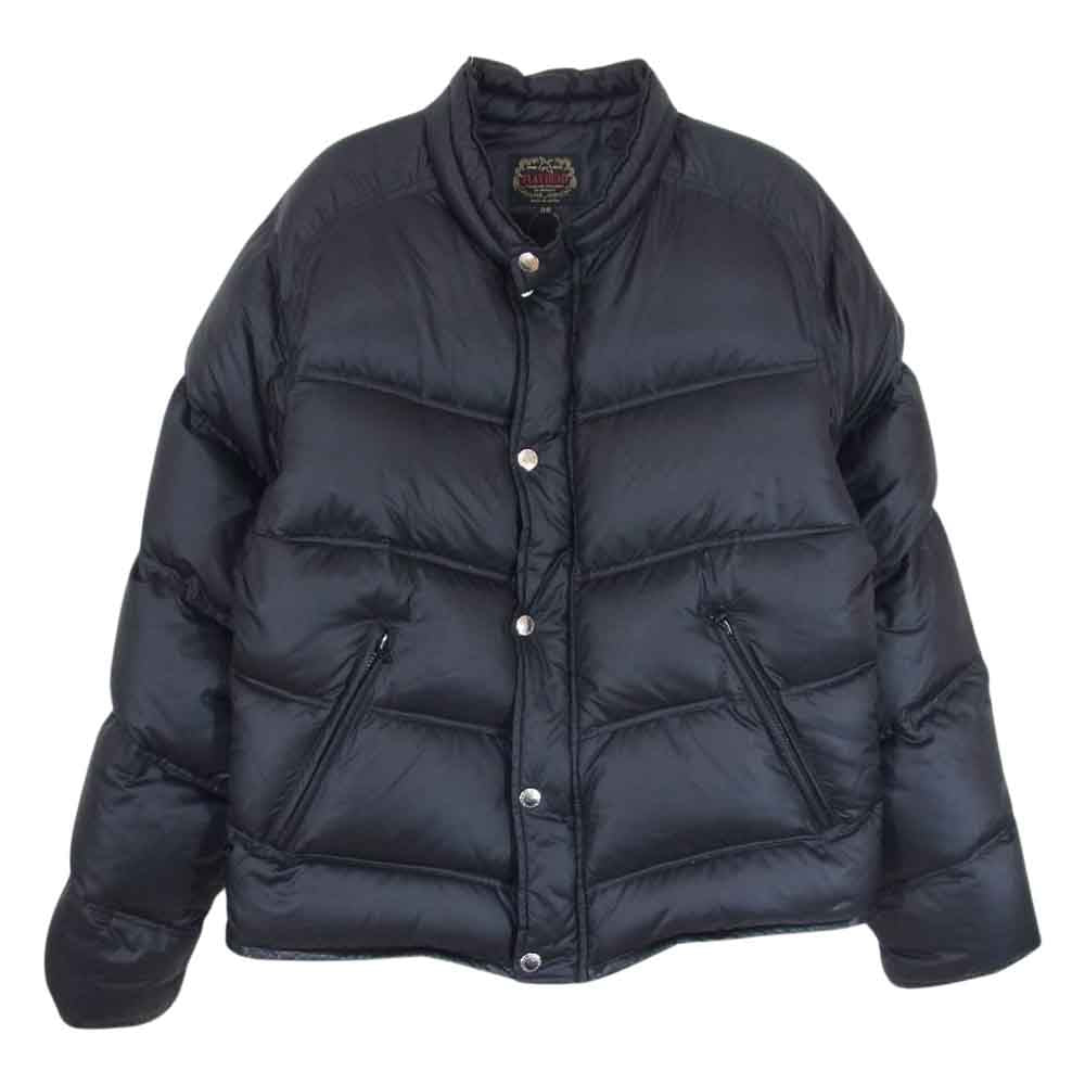 THE FLAT HEAD ザフラットヘッド レザートリム ダウン ジャケット ブラック系 36【中古】