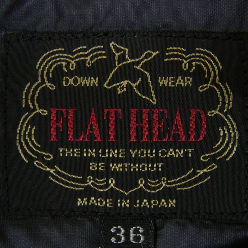 THE FLAT HEAD ザフラットヘッド レザートリム ダウン ジャケット ブラック系 36【中古】