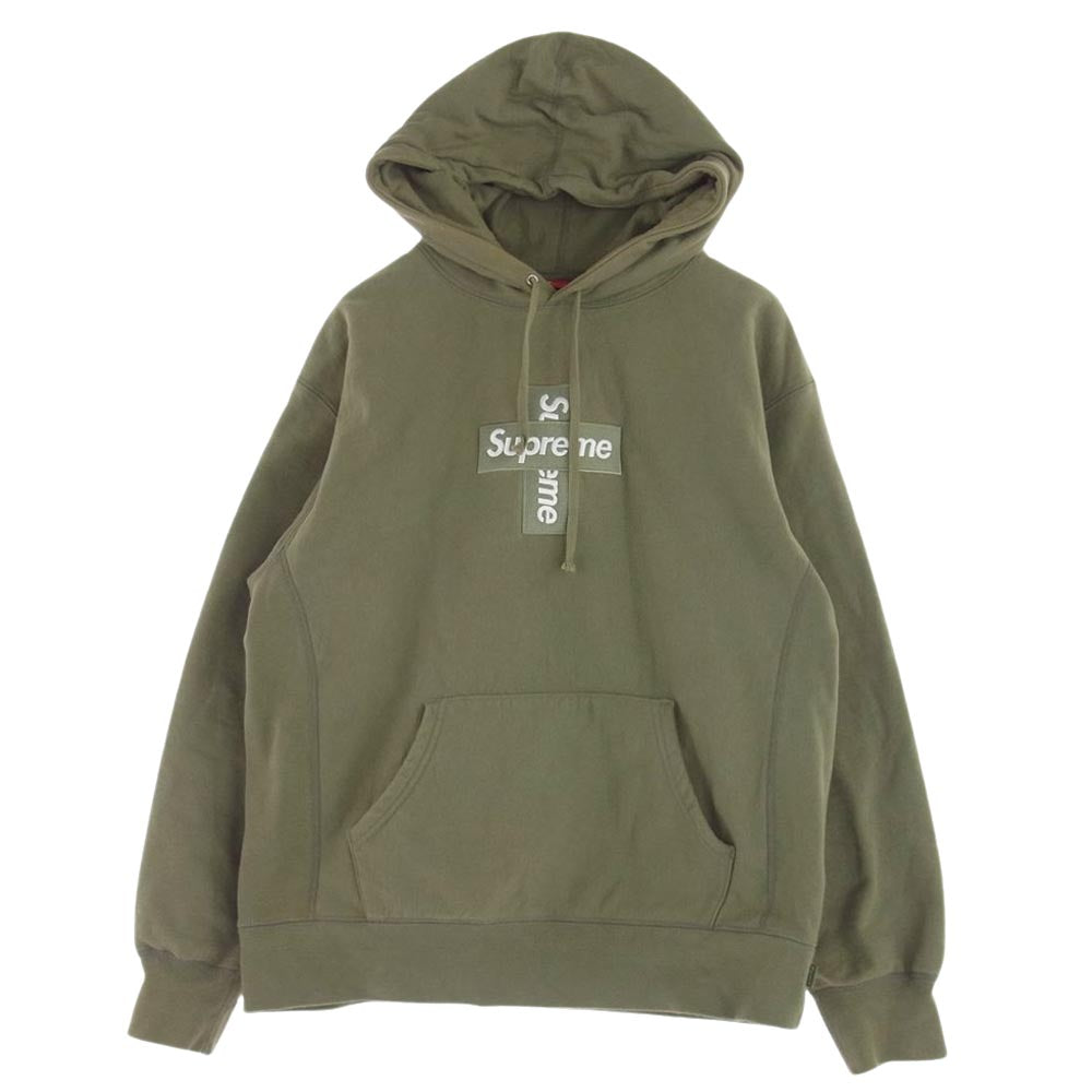 Supreme シュプリーム 20AW Cross Box Logo Hooded Sweatshirt クロス ボックス ロゴ フード パーカー  カーキ系 M【中古】