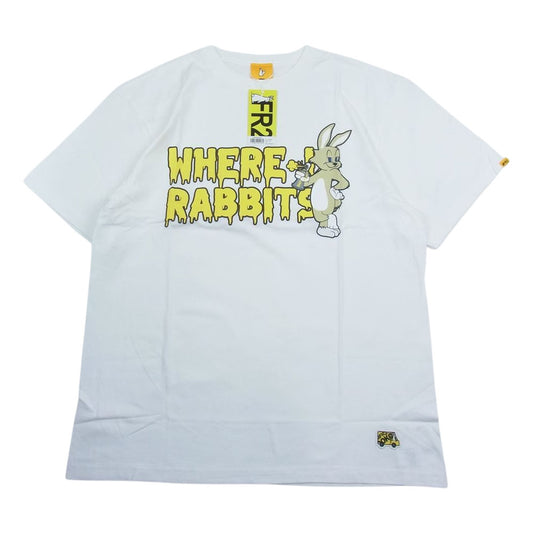 エフアールツー WHERE RABBITS プリント 半袖 Tシャツ ホワイト系 L【新古品】【未使用】【中古】