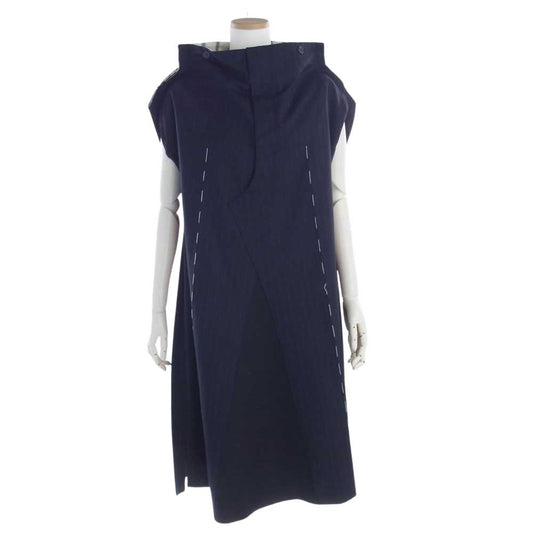 MAISON MARGIELA メゾンマルジェラ 19AW S29CT0890 ボトムスリメイク スタッズ ノースリーブ ワンピース ネイビー系 38【中古】