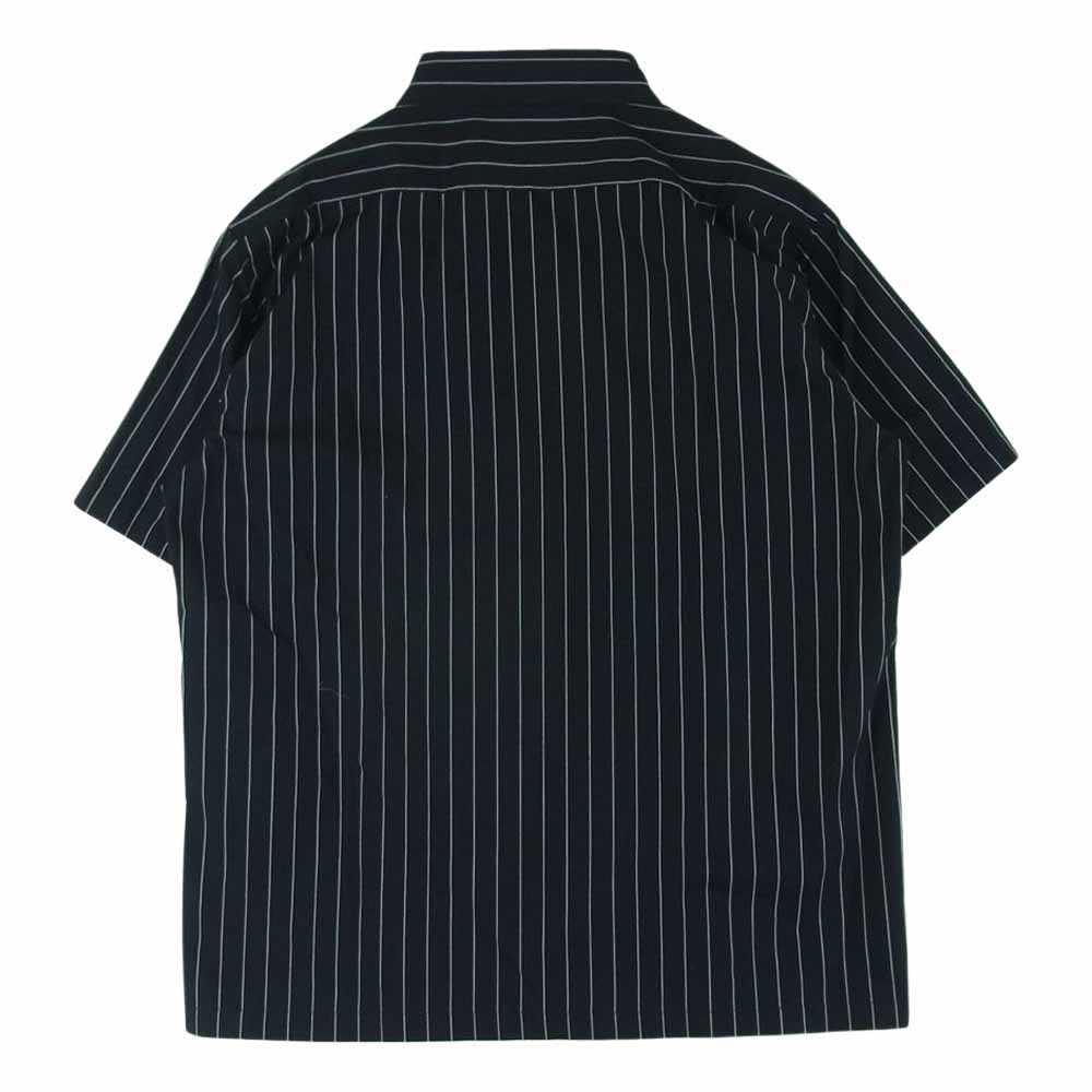 schott ショット ストライプ NYCタグ ポケット 半袖 ワーク シャツ 中国製 ブラック系 ホワイト系 S【中古】