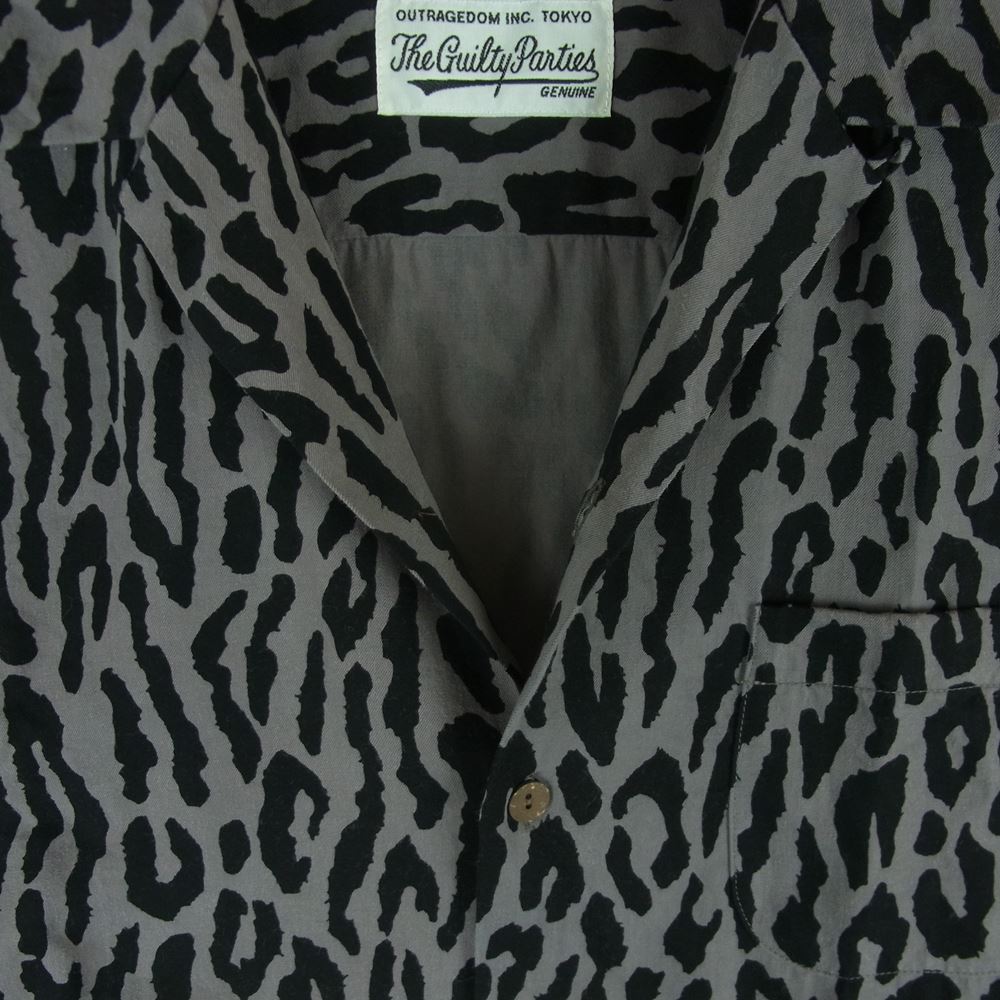 WACKO MARIA ワコマリア 22SS 22MND-WM001-77-012 MINEDENIM Hawaiian Shirt マインデニム オープンカラー レオパード 半袖 シャツ グレー系 ブラック系 1【中古】